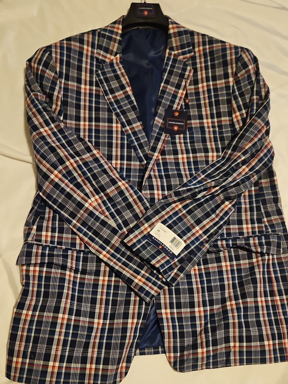 Saddlebred Navy, White & Red Plaid Sport Coat